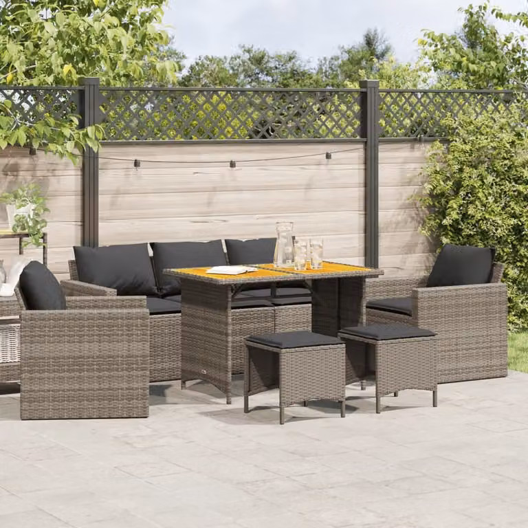Maison Exclusive - Set Divano da Giardino 6 pz con Cuscini Grigio in Polyrattan