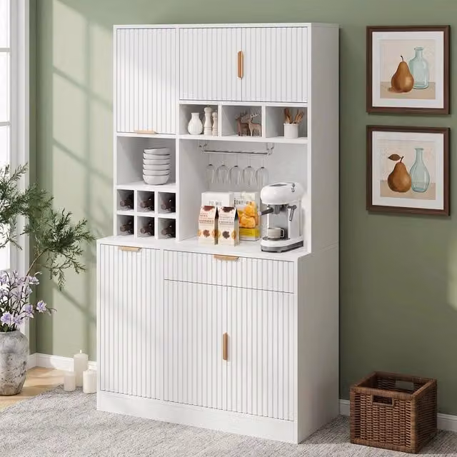 Mobile Credenza Sala da Pranzo ¨C Minimal ¨C Bianco con Ripiani 100x40x175cm