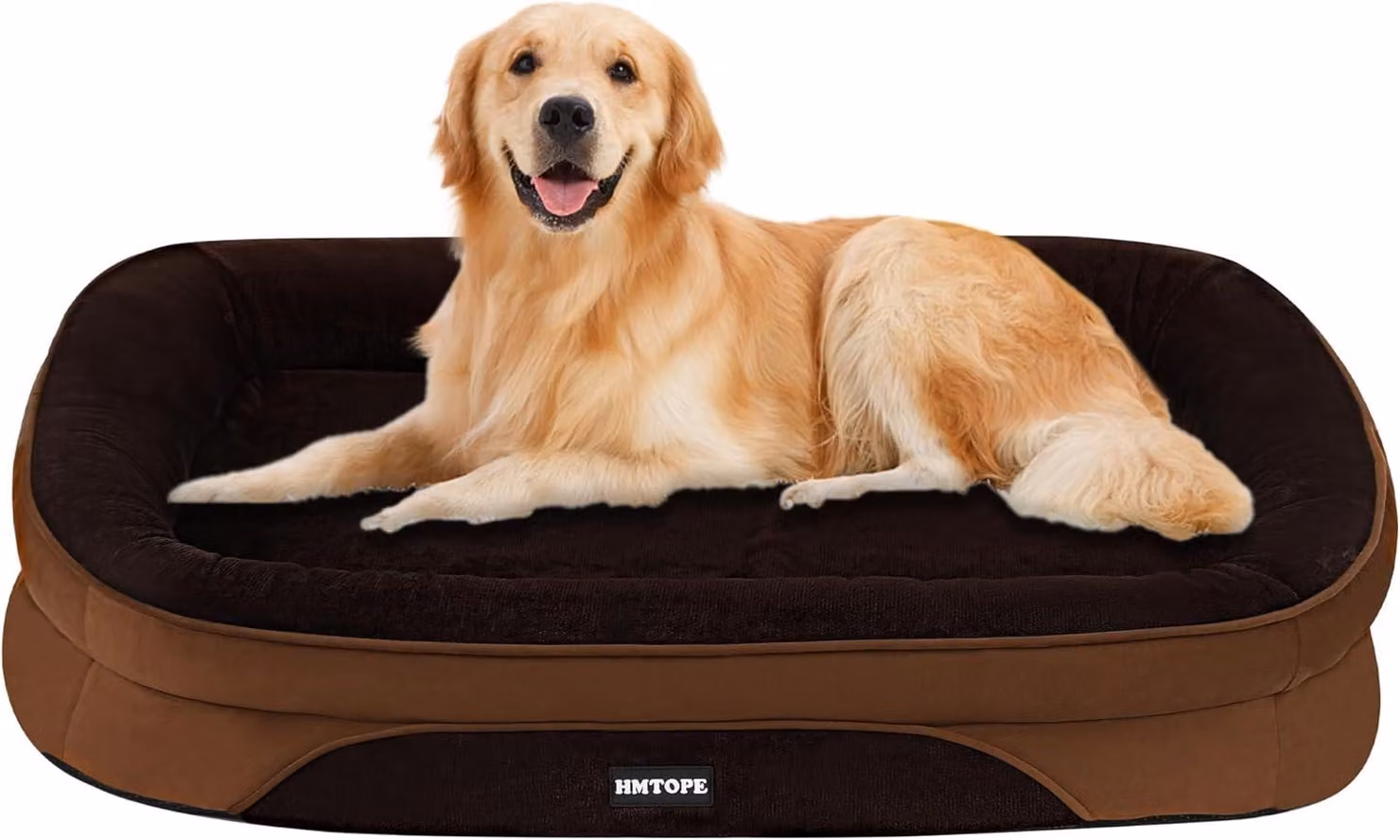 Letto ortopedico per cani, dimensioni 106 x 79 x 17 cm, divano per cani, cuscino di supporto, antiscivolo, lavabile, colore marrone, adatto per cani di grossa taglia