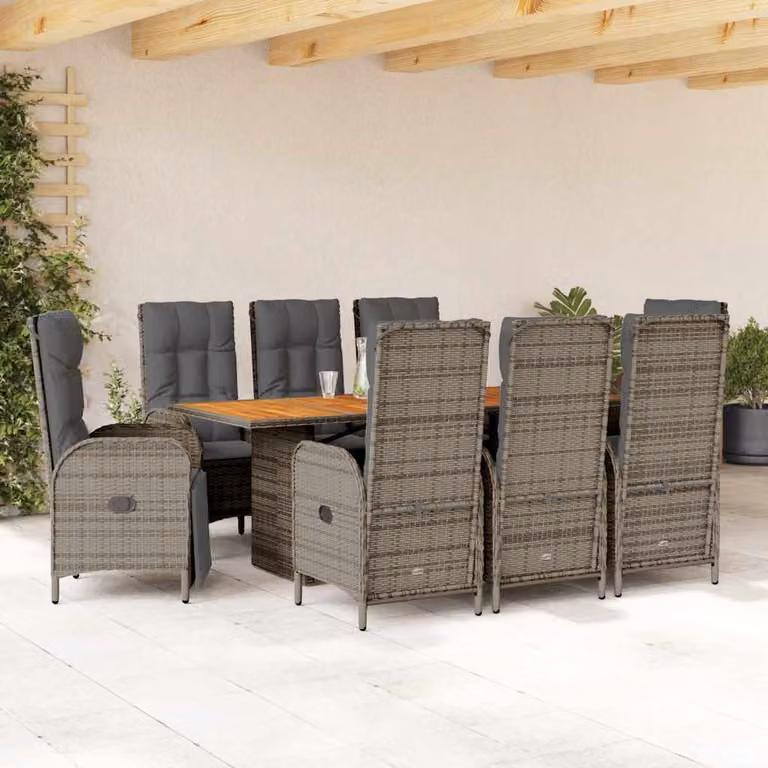 vidaXL Set da Pranzo da Giardino 9 pz in Polyrattan e Legno di Acacia Grigio Antracite