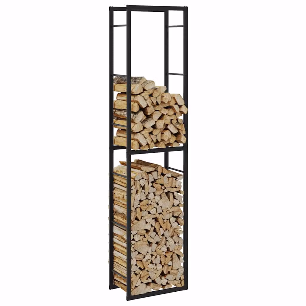 vidaXL Rastrelliera per Legna da Ardere Nera 50x30x209 cm in Acciaio