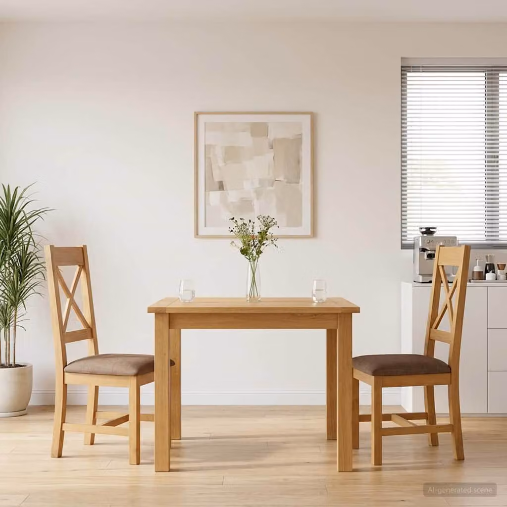 Set di 2 sedie da pranzo moderne vidaXL in legno di quercia massello grigio