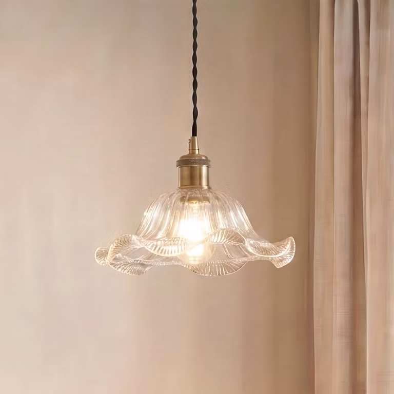 Lampada a sospensione in vetro Ludowika Lindby, dimmerabile, Chiaro / Trasparente, Soggiorno / Sala da pranzo, Vetro, Antico, Lampada a sospensione