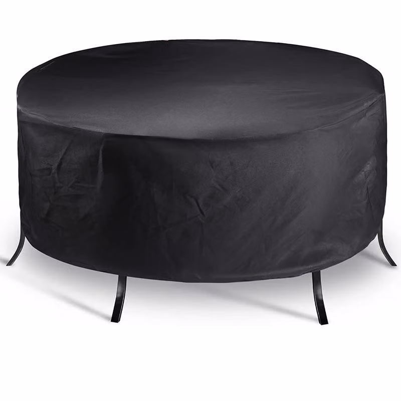 Copertura rotonda per tavoli da giardino – Copertura impermeabile per mobili da giardino – 163 x 84 cm – Protezione UV – Adatta per tavoli e sedie da giardino – Colore: nero