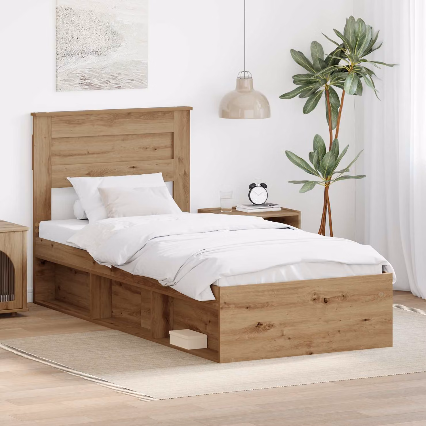 Struttura del letto moderna vidaXL in legno di pino color marrone con doghe rigide L/P/H: 190 x 80 x 78 cm – 1