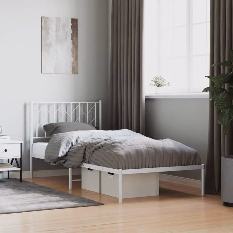 vidaXL Giroletto con Testiera in Metallo Bianco L/P/H: 200 x 90 x 95 cm