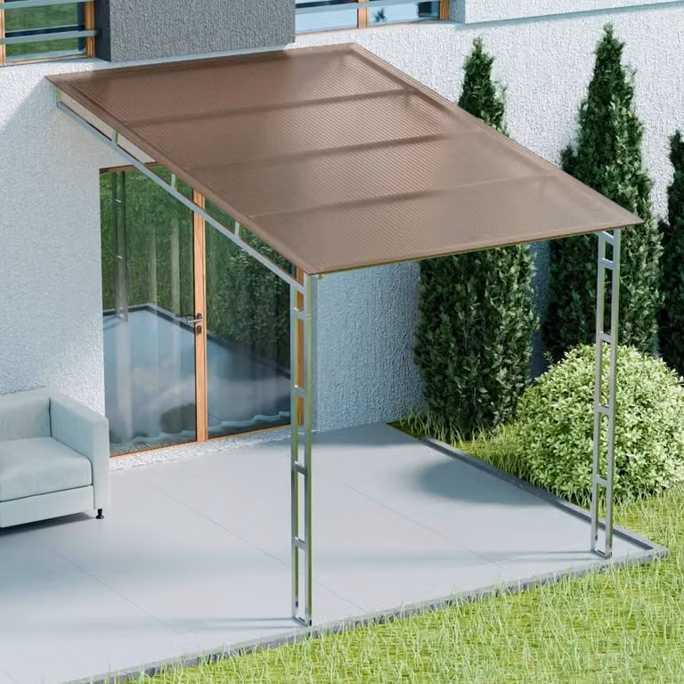 Tettoia per patio 3x2x2,7m con pannelli a doppia parete Tettoia a parete per patio con protezione solare Antracite