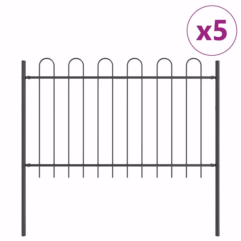 Recinzione per Giardino Videx in Acciaio Verniciato a Polvere Grigio L: 8,5 m x H: 1 m, Set da 5 Pezzi – 2