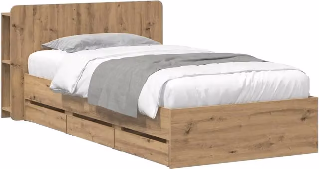 Letto singolo | Letto per adulti | Telaio del letto con storage Rovere Artigianale 80 x 200 cm