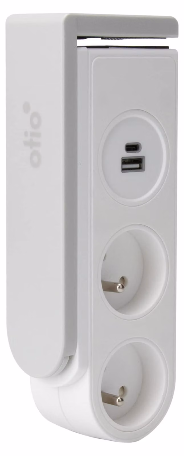 Blocco prese USB agganciabile Otio con 2 prese di corrente + terra e 2 porte USB con fissaggio a clip - Hbf