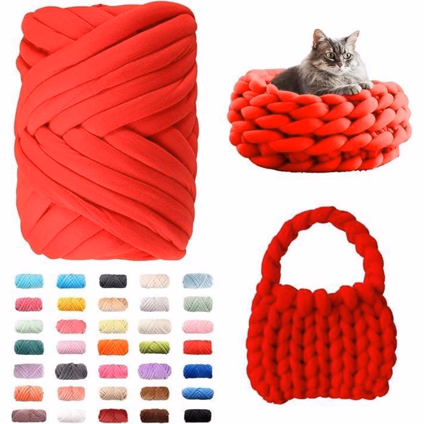 Coperta morbida e confortevole, lavorata a maglia grossa, 500g, colore rosso, filato di lana ideale per divano e letto