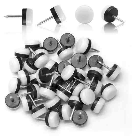 40 pezzi - Protezioni per gambe di sedie - 18 mm - Rialzi per mobili - Rialzi per sedie - Scivoli per mobili - Scivoli per pavimenti - Protezioni per pavimenti - Con chiodo - Protezione per pavimenti - Coprisgambali per sedie - Rialzo per tavoli - Gamba p