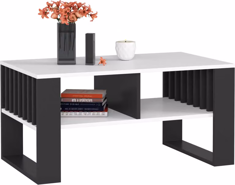 Akord Tavolino Da Salotto Rockford Bianco/Nero 92X53X45 Cm