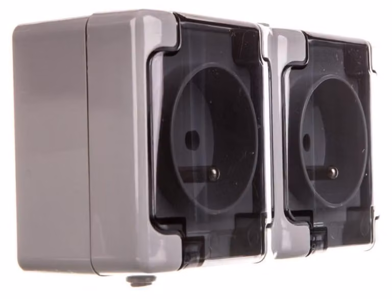 Presa doppia ermetica a superficie, grigio IP54 BRYZA 180036