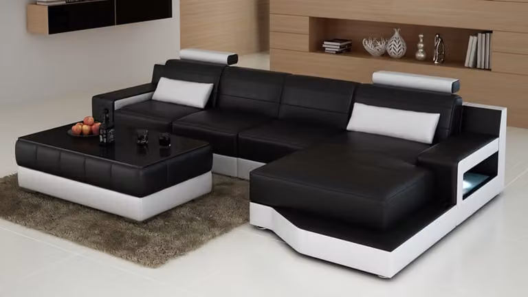 Ledersofa Couch Wohnlandschaft Ecksofa Eck Garnitur Design Modern Sofa L6005C