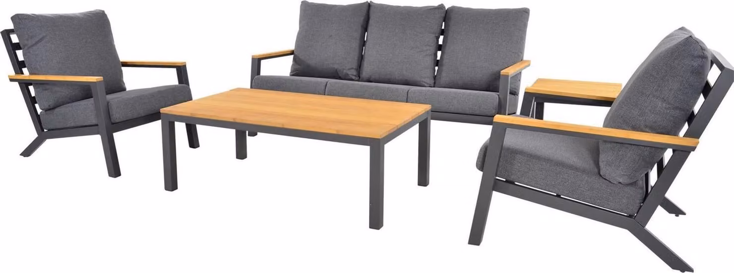 Set da salotto Donnan Bambù Alluminio Naturale Antracite