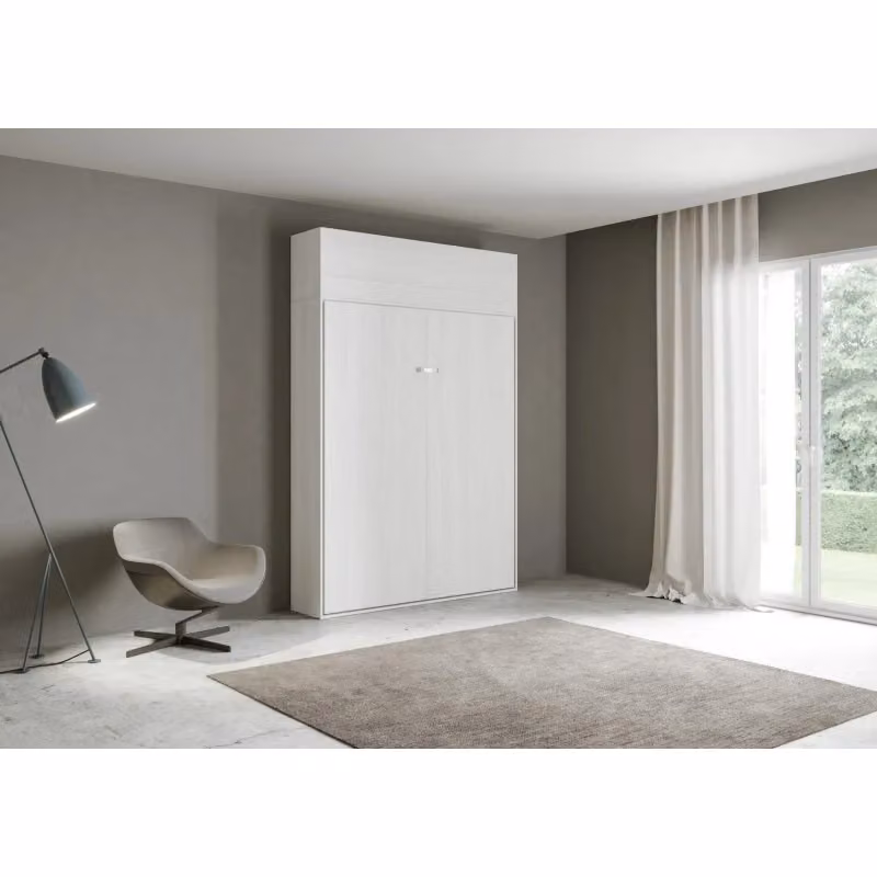 Letto a scomparsa verticale Kentaro Itamoby con pensile vasistas Bianco Frassino – 2