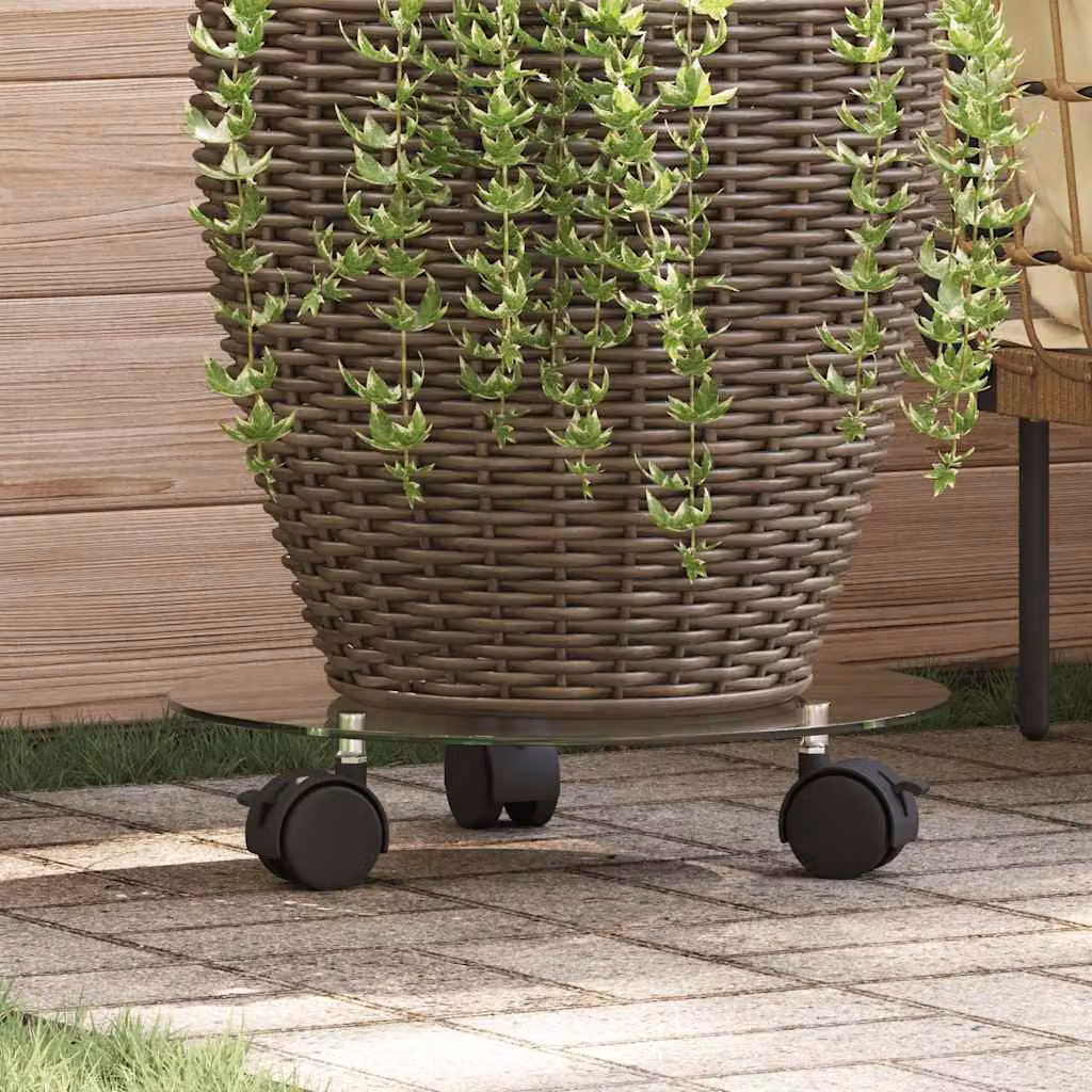 Set di 2 pedane con ruote vidaXL per piante da interno in vetro temperato trasparente, Diametro: 28 cm