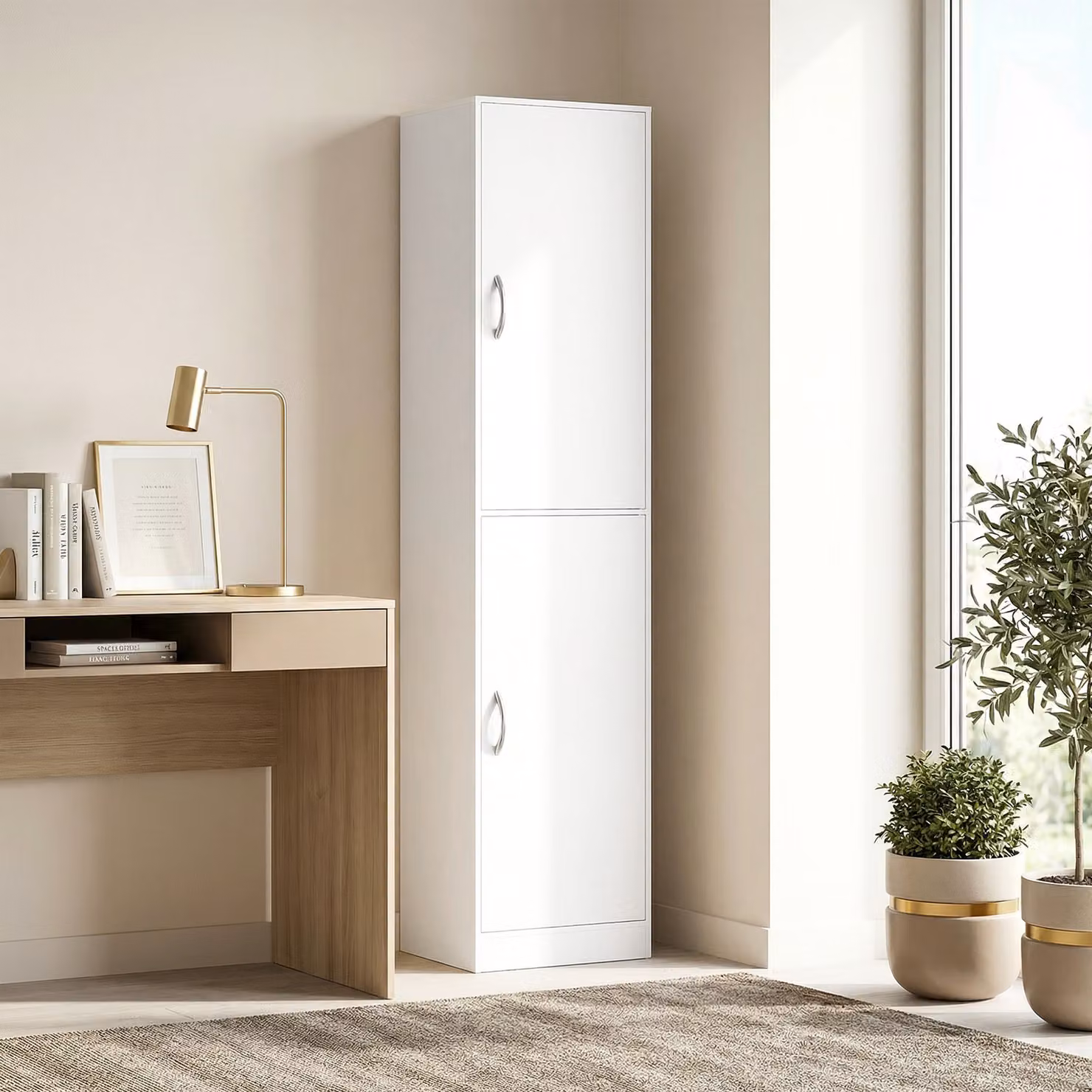 Libreria Alta HOMCOM Bianca con 5 Ripiani Regolabili per Camera o Studio – 2