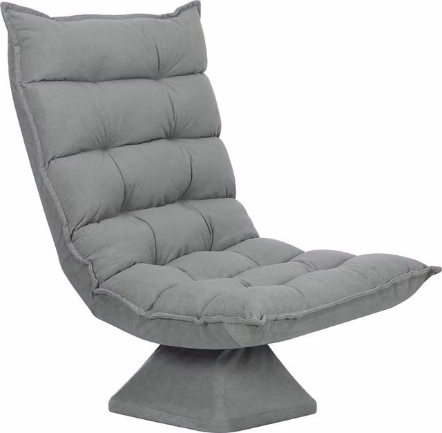 Poltrona Relax Girevole 360° HOMCOM in Tessuto Effetto Velluto con Schienale Regolabile in 5 Posizioni, Grigio Chiaro