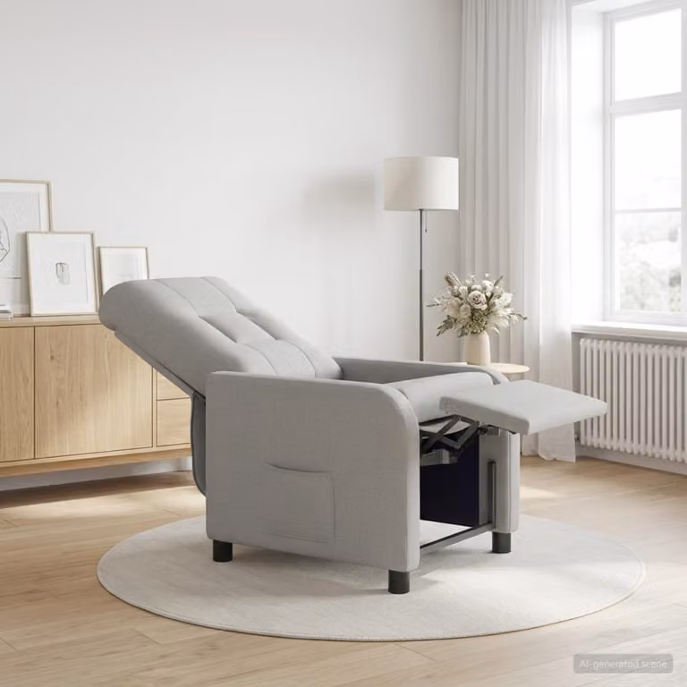 Poltrona reclinabile relax vidaXL in tessuto Grigio Nuvola con struttura moderna