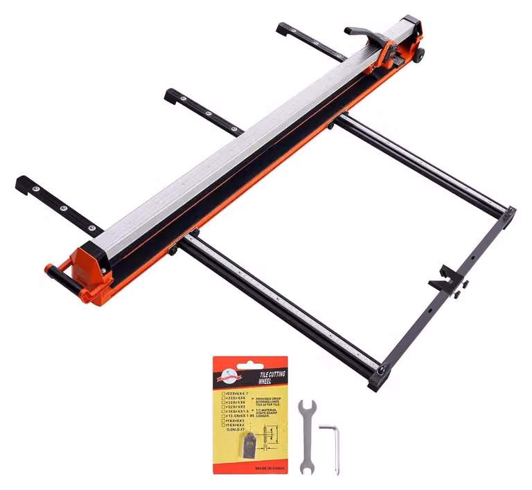 Tagliapiastrelle manuale, lunghezza di taglio 160 cm (1600 mm), guida con testa scorrevole, disco di taglio in carburo di tungsteno, gambe pieghevoli con rotelle, adatto per piastrelle di Vetroceramica, pavimenti e rivestimenti