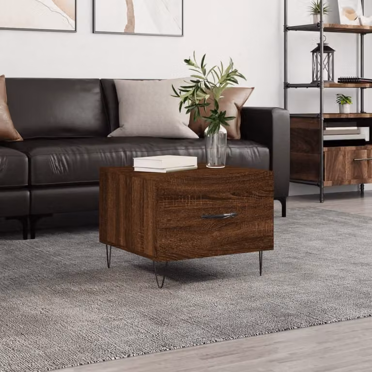 Tavolino The Living Store in rovere marrone 50x50x40 cm materiale a base di legno