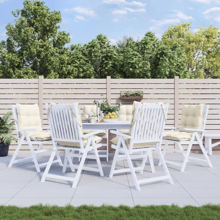 Set di 6 cuscini per sedia con schienale basso vidaXL in tessuto Oxford beige, impermeabili e traspiranti