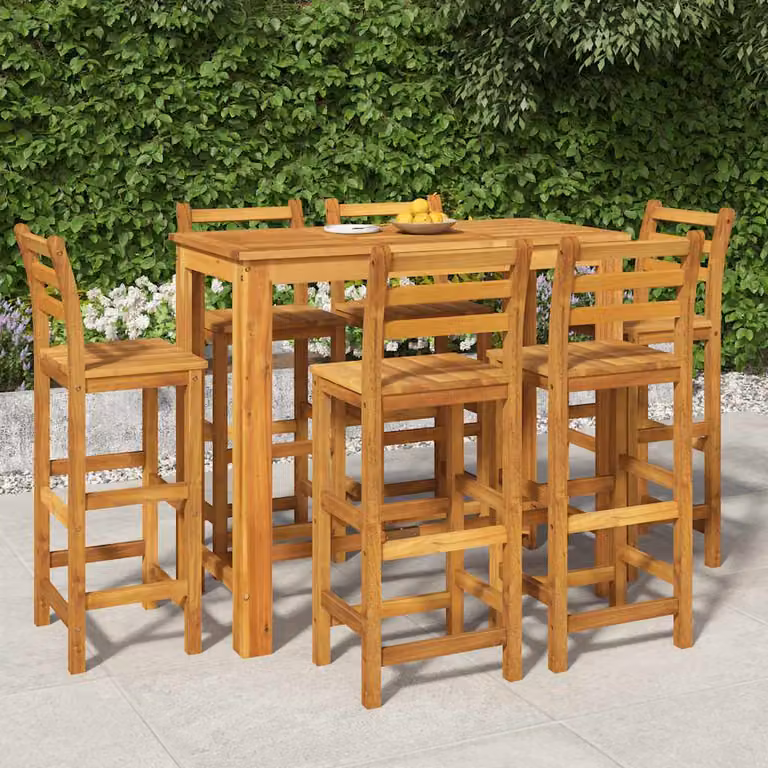 Set da Bar da Giardino vidaXL in Legno di Acacia Marrone, 7 Pezzi