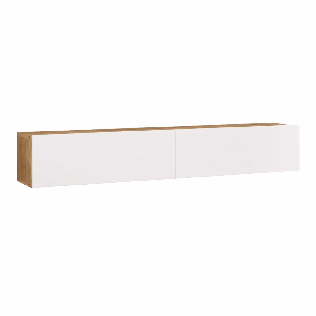 Mobile Porta TV Lapinlahti en.casa con 2 Ante a Ribalta, Consolle da Parete Moderna in Rovere e Bianco, L: 180 cm, P: 31,5 cm, H: 29,5 cm – 2