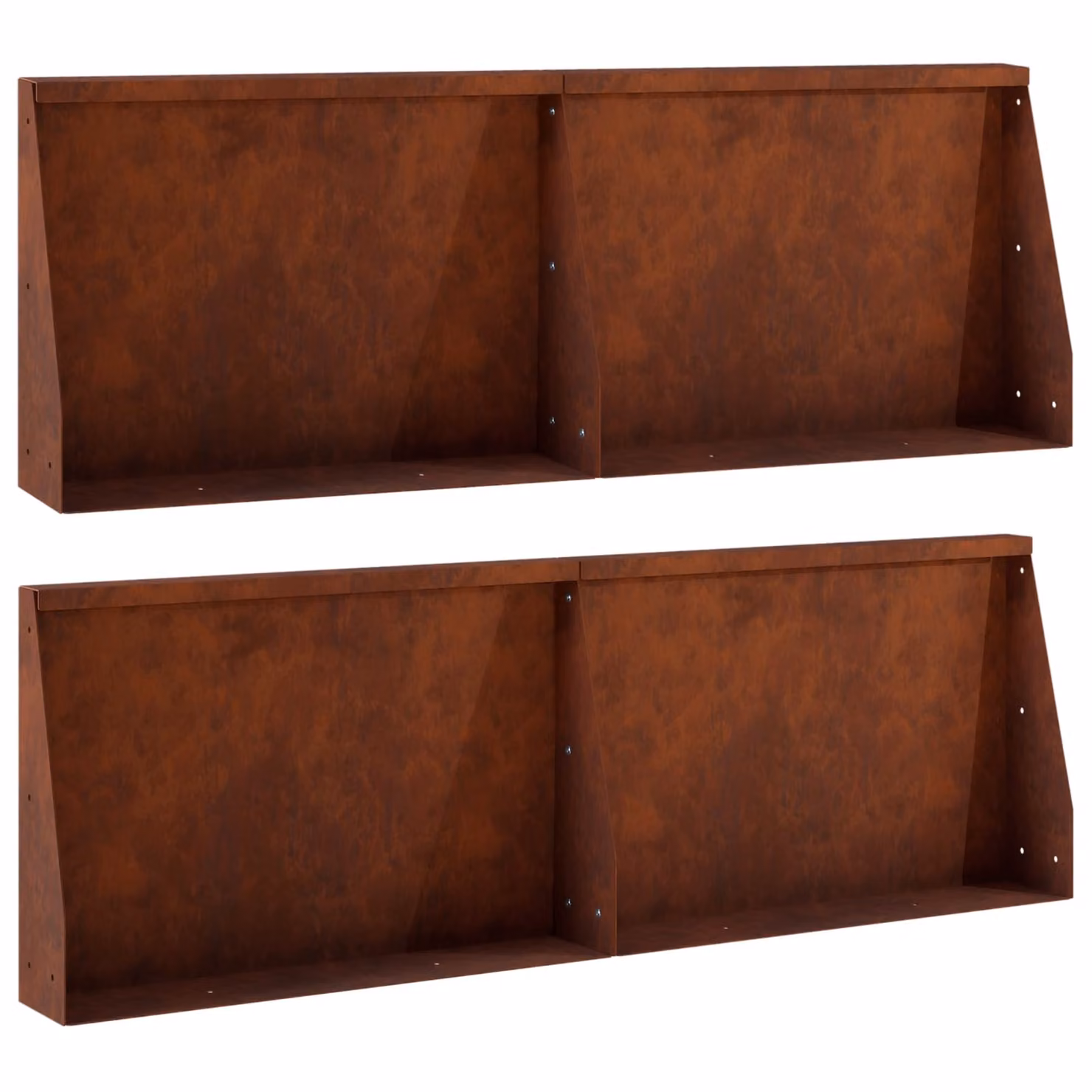 Set di 4 muretti per aiuole rialzate vidaXL in acciaio Corten color marrone, L: 60 cm, P: 12 cm, H: 40 cm