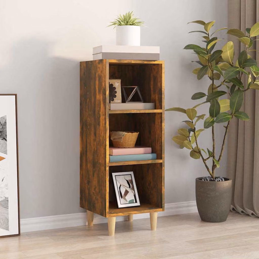 Credenza moderna vidaXL in legno di eucalipto color marrone, L/P/H: 34,5 x 32,5 x 90 cm