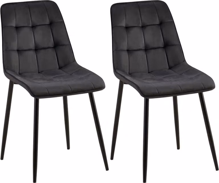 set di 2 sedie da pranzo - sedie in velluto - elevato comfort di seduta | Colore: Nero | Materiale: Morbido