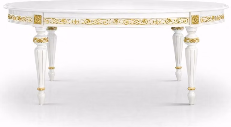 Casa Padrino Tavolo da pranzo barocco bianco/oro 160-210 cm - Mobili barocchi - Italy