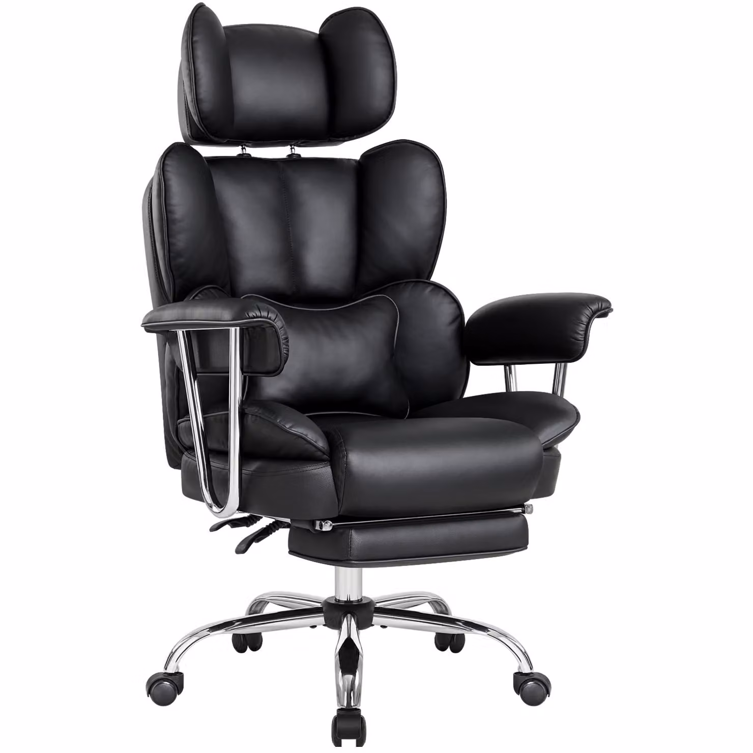 Sedia da ufficio IWMH, sedia direzionale ergonomica con bracciolo, sedia per computer regolabile in altezza con poggiatesta e poggiapiedi, sedia da scrivania per ufficio - Nero