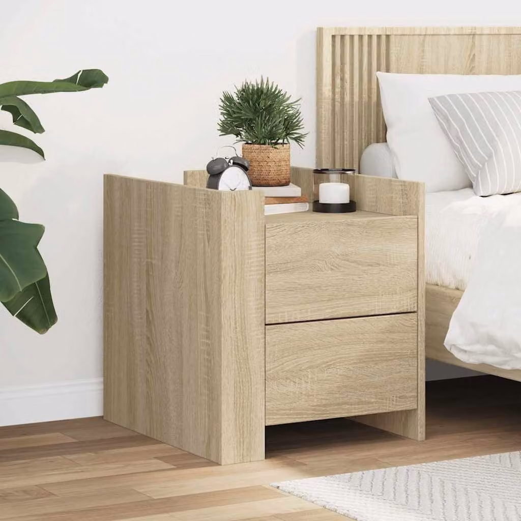 Comodino sospeso vidaXL in legno e MDF, colore beige e marrone, stile moderno per camera da letto o soggiorno, L 45 cm x P 50 cm x H 50 cm