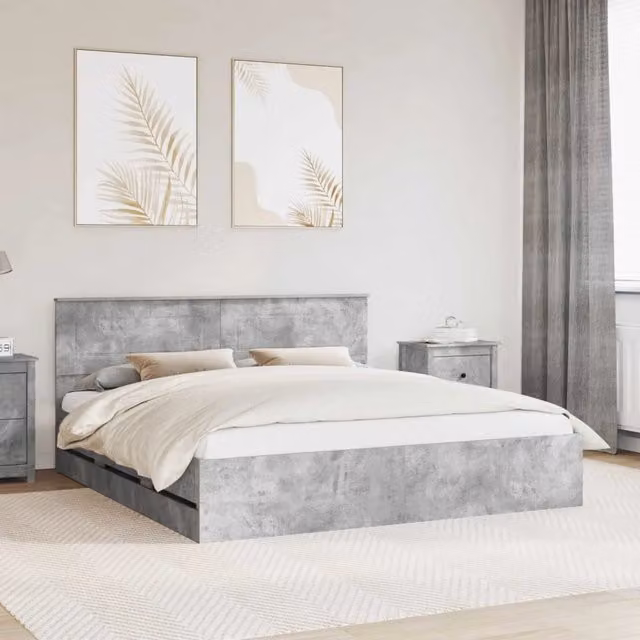 Struttura del letto con cassetto Grigio cemento 200 x 200 cm 3407952