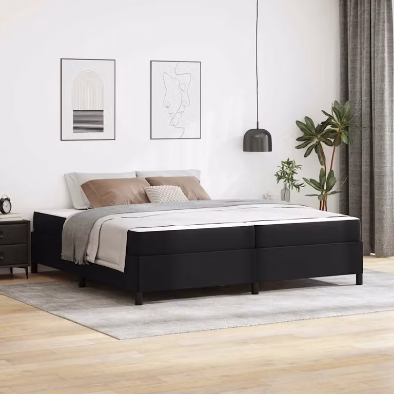 Struttura del letto con materasso vidaXL in tessuto nero L/P/H: 200 x 200 x 28 cm