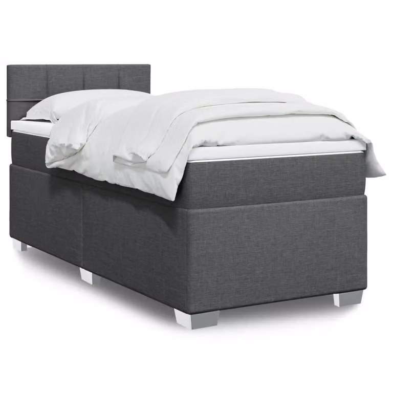 vidaXL Giroletto a Molle Ibrido con Materasso in Tessuto Grigio e Bianco L/P/H: 200 x 90 x 100,5 cm