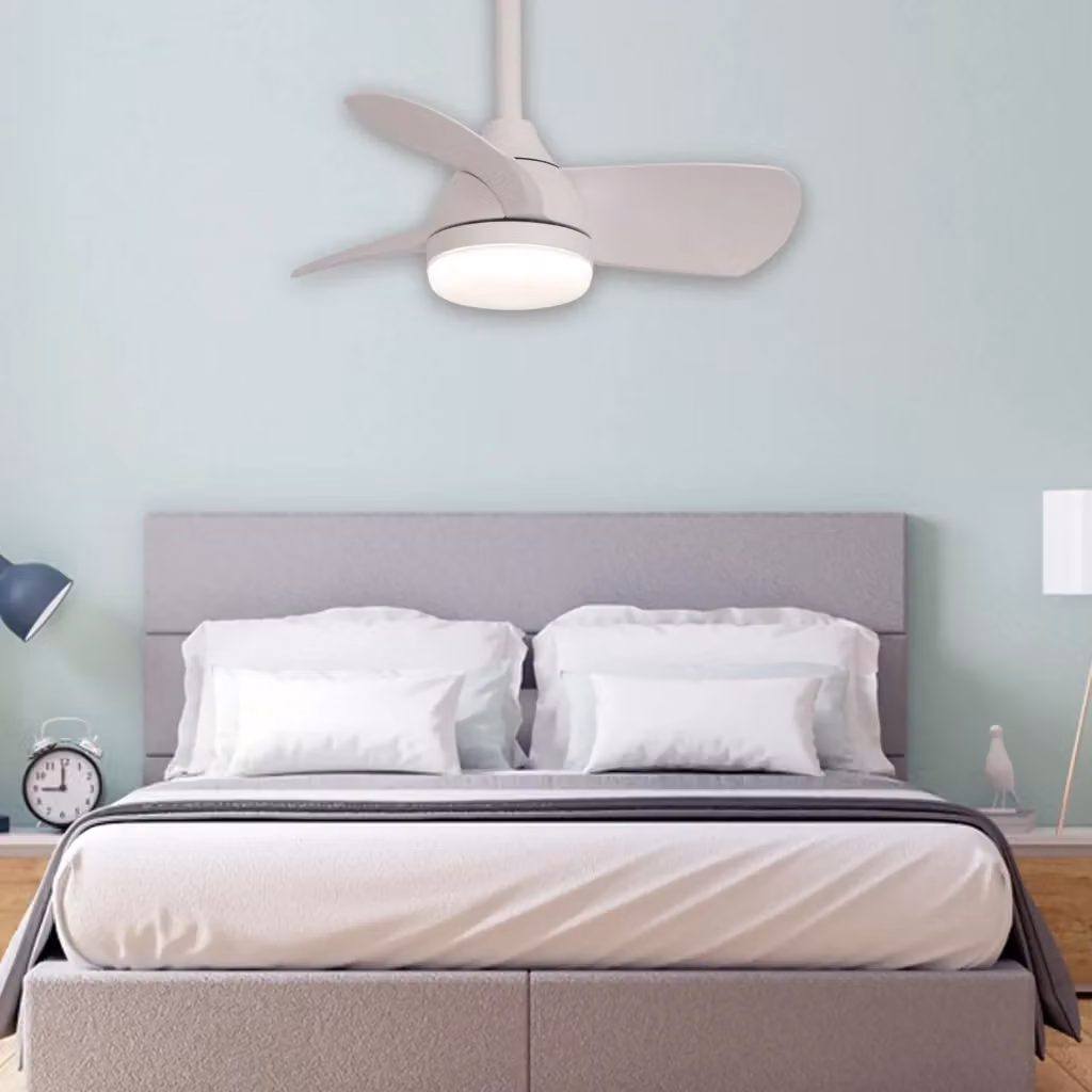 Ventilatore da soffitto LÚZETE con LED da 17W, motore DC regolabile e telecomando, colore bianco, diametro: 120 cm – 2