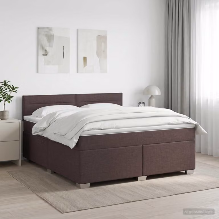 Maison Exclusive - Letto boxspring con materasso marrone scuro 180 x 200 cm Tessuto