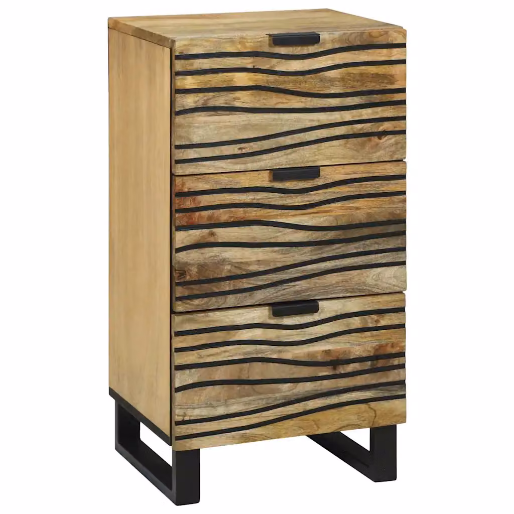 Credenza vidaXL in legno di mango marrone e nero stile rustico L 40 cm, P 33,5 cm, H 75 cm