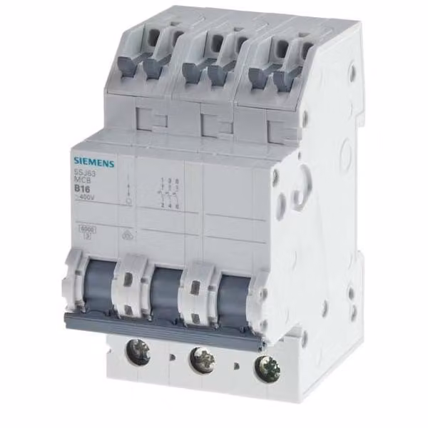 Interruttore miniaturizzato Siemens B16 A con terminale a innesto a 3 poli (5SJ63166KS)