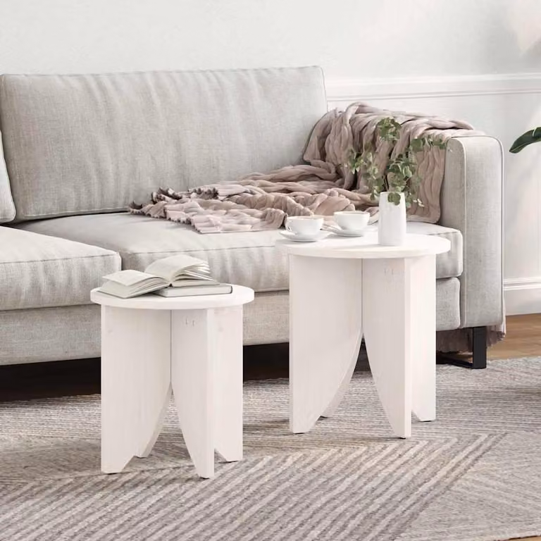 Maison Exclusive - Tavolino da caffè, 2 pezzi, bianco, 41,5 x 41,5 x 44 cm