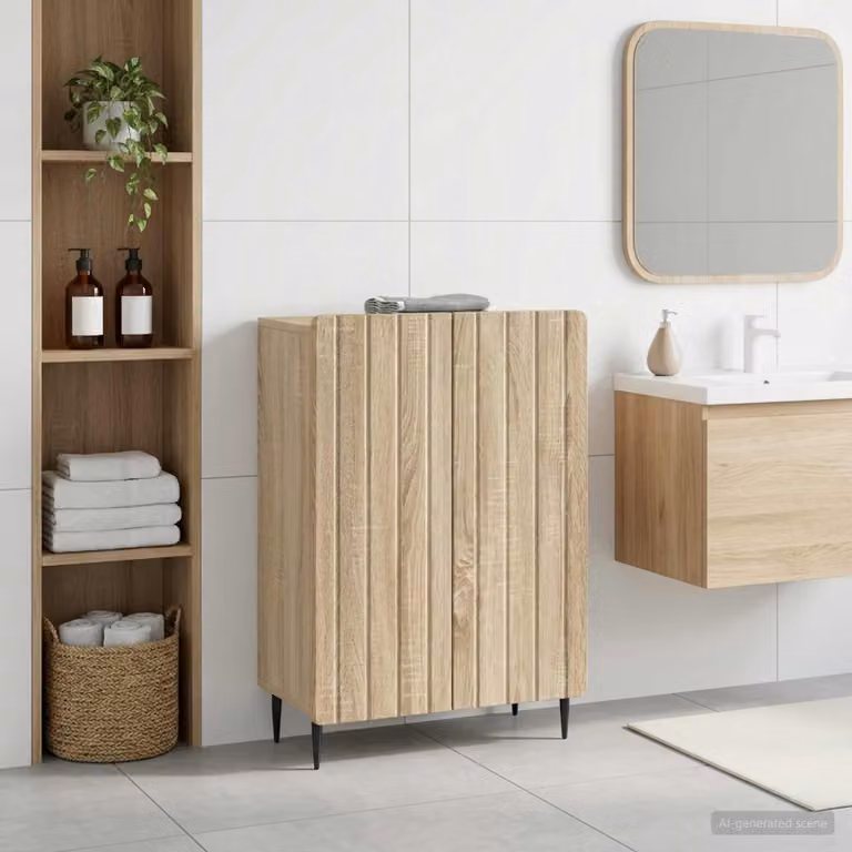vidaXL Mobiletto da Bagno ZWOLLE Moderno Rovere Sonoma Marrone L: 59,5 cm, P: 31 cm, H: 79,5 cm