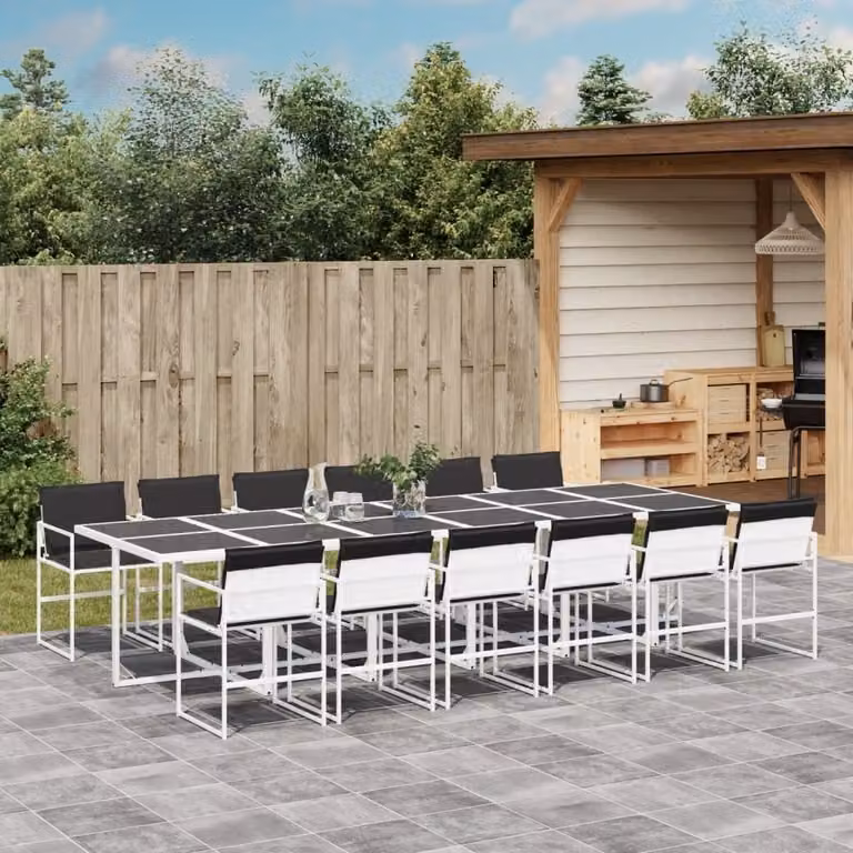 Maison Exclusive - Set da pranzo da giardino da 13 pezzi con cuscini in Textilene bianco