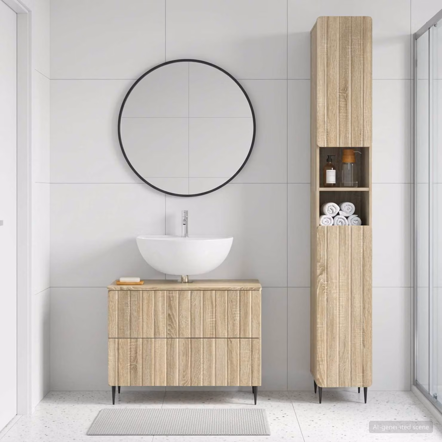 Set di mobili da bagno vidaXL ZWOLLE composto da 2 pezzi in Rovere Sonoma marrone con mobile sottolavabo e pensile moderno