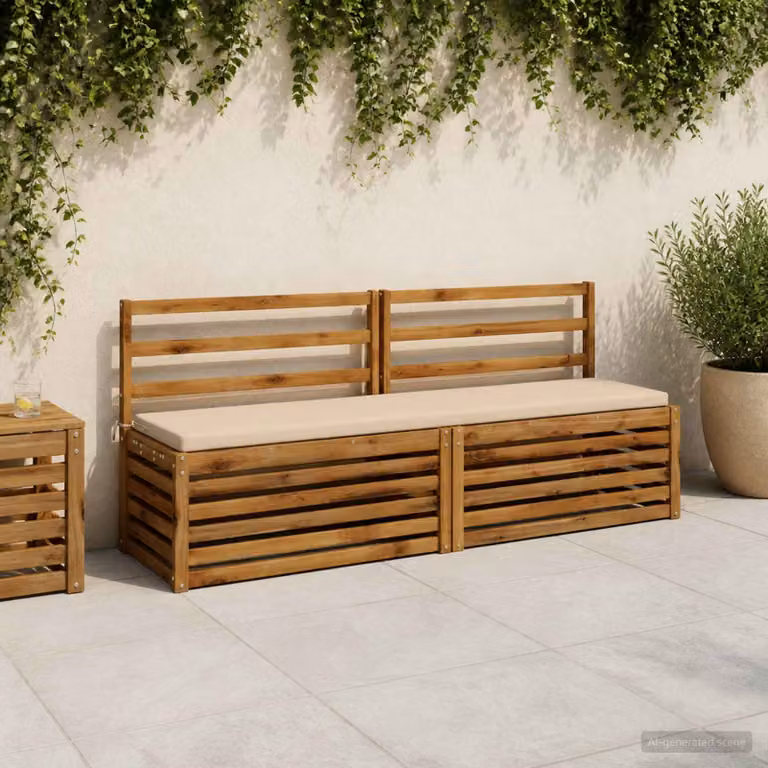 Set di 2 cuscini per panchina vidaXL in poliestere beige con fodera rimovibile e resistente ai raggi UV