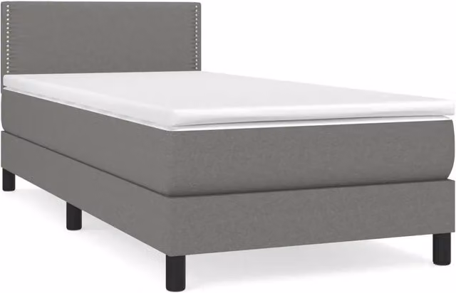 Letto singolo | Letto per adulti | Giroletto a Molle con Materasso Grigio Scuro 90x190 cm Tessuto