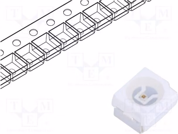 10 LED, dimensioni 3,5x2,8x1,9 mm, 500÷980 mcd, montaggio superficiale (SMD), tipo 3528, package PLCC2, angolo di emissione 120°, corrente di funzionamento 20 mA, modello FYLS-3528C, diodo LED